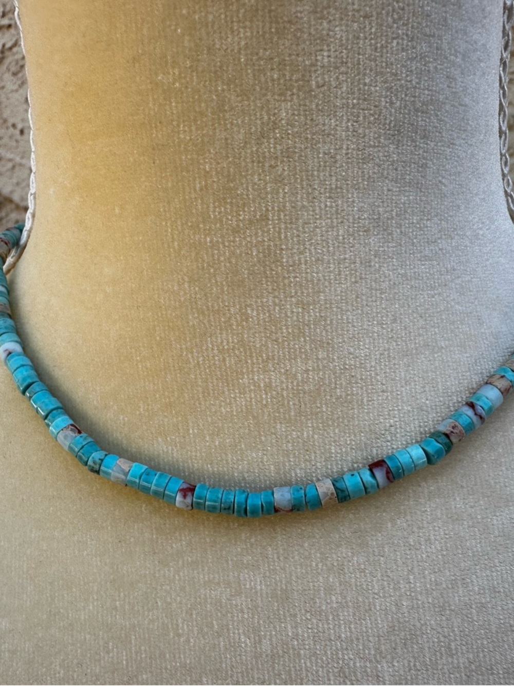 Turquoise Heishi Bead Choker Necklace - Minimal Summer Style